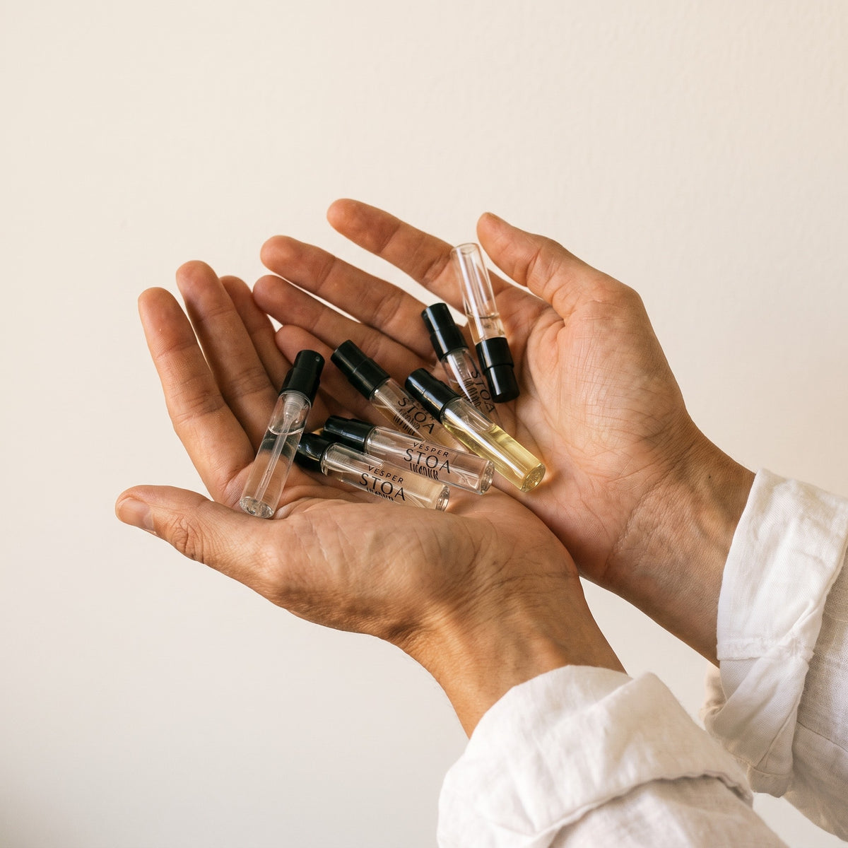 Sample vials in hand